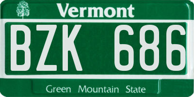 VT license plate BZK686