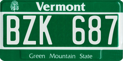 VT license plate BZK687