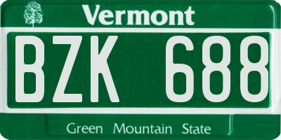 VT license plate BZK688