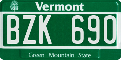 VT license plate BZK690