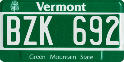 VT license plate BZK692
