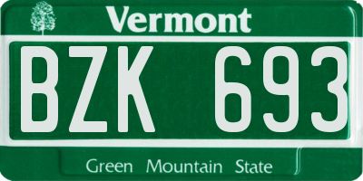 VT license plate BZK693