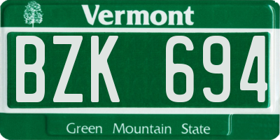 VT license plate BZK694