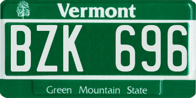 VT license plate BZK696