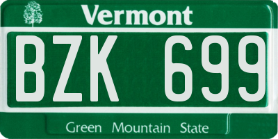 VT license plate BZK699