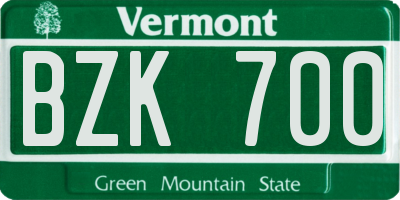 VT license plate BZK700