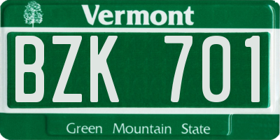 VT license plate BZK701