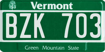 VT license plate BZK703