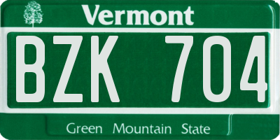 VT license plate BZK704
