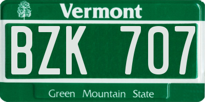 VT license plate BZK707