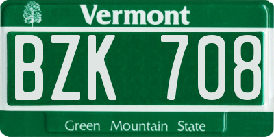 VT license plate BZK708