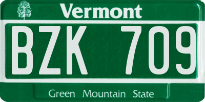 VT license plate BZK709