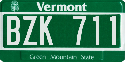 VT license plate BZK711