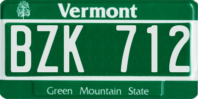 VT license plate BZK712