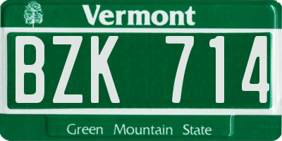 VT license plate BZK714