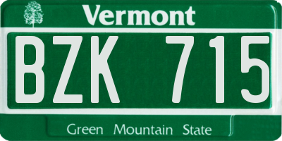 VT license plate BZK715