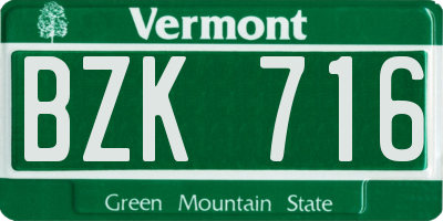 VT license plate BZK716