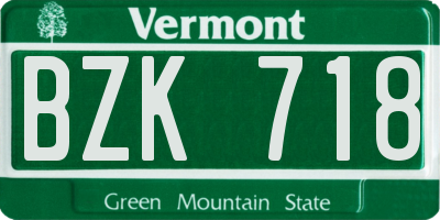 VT license plate BZK718