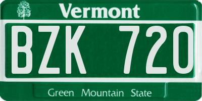 VT license plate BZK720