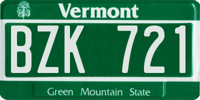VT license plate BZK721