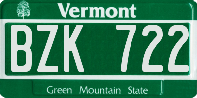 VT license plate BZK722