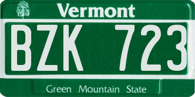 VT license plate BZK723