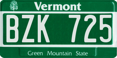 VT license plate BZK725