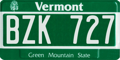 VT license plate BZK727