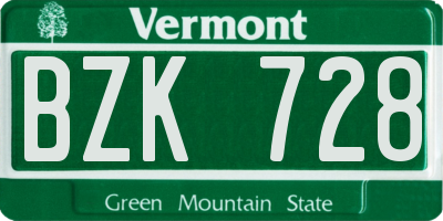 VT license plate BZK728
