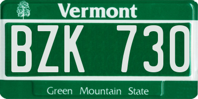 VT license plate BZK730