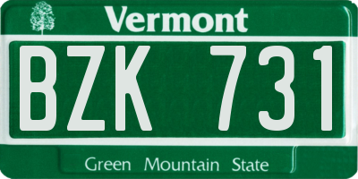 VT license plate BZK731