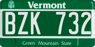 VT license plate BZK732