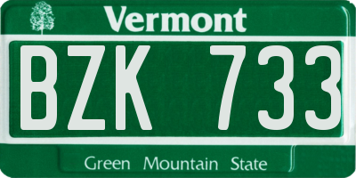 VT license plate BZK733