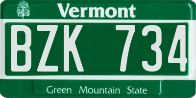 VT license plate BZK734