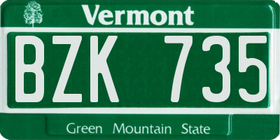 VT license plate BZK735