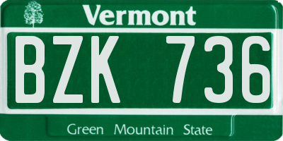 VT license plate BZK736