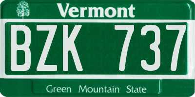 VT license plate BZK737