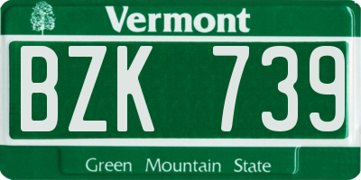 VT license plate BZK739