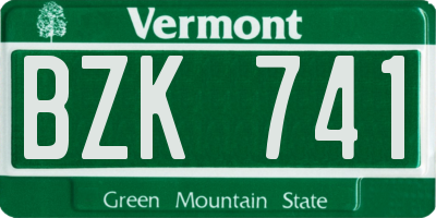VT license plate BZK741