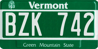 VT license plate BZK742