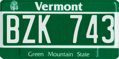 VT license plate BZK743