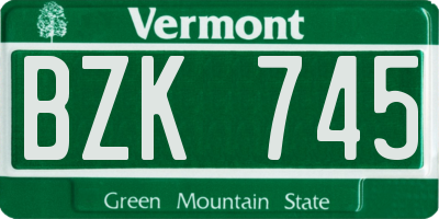 VT license plate BZK745