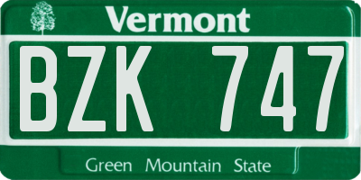 VT license plate BZK747