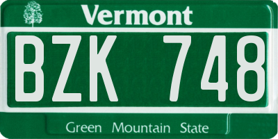 VT license plate BZK748