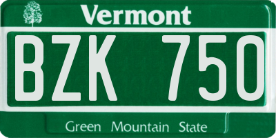 VT license plate BZK750