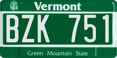 VT license plate BZK751