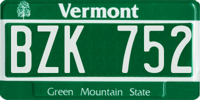 VT license plate BZK752