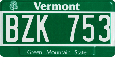 VT license plate BZK753