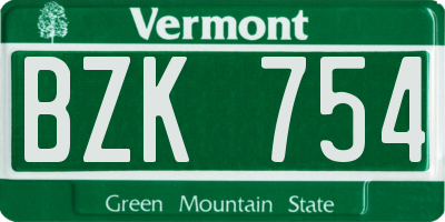 VT license plate BZK754