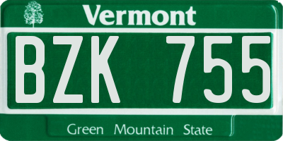 VT license plate BZK755
